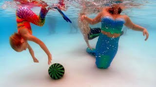 Mermaids Playing with the Watermelon Ball and Divingboard Fun [upl. by Kitti408]