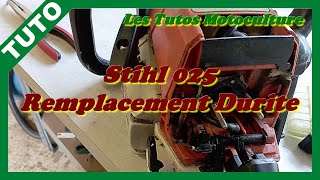 Tronconneuse Stihl 025  MS250  Remplacement durite aspiration essence [upl. by Neerehs220]