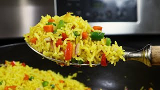 One Pot Fluffy Garlic Turmeric Rice with mixed vegetables [upl. by Krebs]