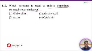 Which hormone is used to induce immediate stomatal closure in leveas  1 Cytokinin 2 Gibbere [upl. by Giah347]