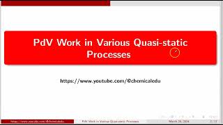 PdV Work in Various Quasi static Processes PdVWork QuasiStaticProcesses Thermodynamics [upl. by Rena]