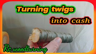 wood turning twigs into hot selling items [upl. by Retsae]