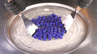 ASMR  Blueberry Ice Cream Rolls  how to make satisfying fried Ice Cream with tapping and eating 4k [upl. by Epul]