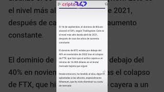 Dominancia de Bitcoin en aumento al 58 🪙🤯📈 bitcoin btc crypto [upl. by Chelsy]