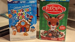 CHRISTMAS CEREAL REVIEW Trying Gingerbread Toast Crunch amp Rudolph The Red Nosed Reindeer Cereals [upl. by Oleg]