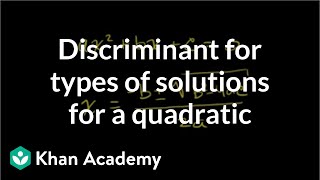 Discriminant for types of solutions for a quadratic  Algebra II  Khan Academy [upl. by Elleirda]