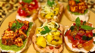 Bruschetta  3 Bruschetta Fusion Recipes  Paneer Tikka  Aloo Bhaji  Tomato Basil  Chef Meghna [upl. by Eikcin472]