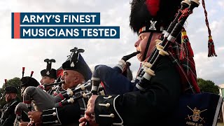 Machine gunners swap rifles for instruments at special Beating Retreat [upl. by Asamot939]