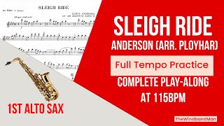 Sleigh Ride  Anderson arr Ployhar  1st Alto Sax Complete PlayAlong  Full Tempo [upl. by Odella]