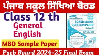 English Class 12 th PSEB Important Questions ll MBD Sample Papers for practice 2025 [upl. by Karim]