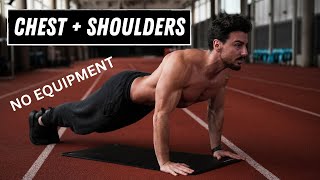 CHEST amp SHOULDERS Workout  No Equipment  Rowan Row [upl. by Enenstein]