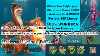 Lords Mobile  Mastercook Stage 5  full auto  full F2P Parfect Heroes Lineup Auto And Without Rose [upl. by Chevy]