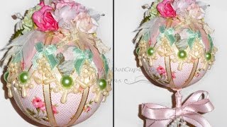 Tutorial  Shabby Chic Christmas Ornament  Bauble [upl. by Shayne200]