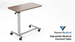 Vaunn Medical Adjustable Overbed Bedside Table with Wheels For Hospital or Home Use [upl. by Anid91]