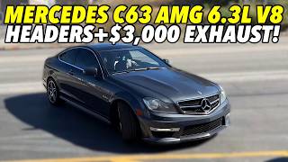 2012 Mercedes C 63 AMG 63L V8 Exhaust Sound w Headers amp 3000 CatBack Exhaust System [upl. by Yddet907]