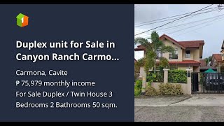 Duplex unit for Sale in Canyon Ranch Carmona Cavite [upl. by Naiviv]