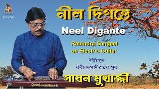 নীল দিগন্তে  Rabindra Sangeet  On Hawaiian Guitar  Sadhan Mukherjee  Sanchari Audio [upl. by Landri]