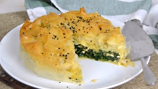 Pastel de espinacas y queso con masa filo ¡Fácil delicioso y muy crujiente [upl. by Anelys]