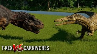 TRex vs Carnotaurus Ceratosaurus Baryonyx Suchomimus Majungasaurus amp Metriacanthosaurus [upl. by Kaine946]