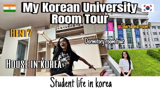 My Korean University Room tour l Dormitory Tour l Student life in Korea l Shared Room Rent l Student [upl. by Cowles]