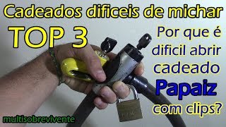 top 3 cadeados e fechaduras difíceis de abrir com clips e chave micha cadeado Papaiz [upl. by Buck]