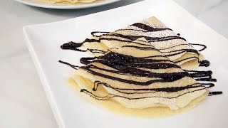 Cómo hacer crepes caseros con chocolate receta fácil de masa de crepes [upl. by Yuzik]