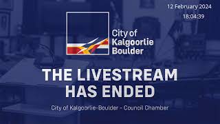 City of KalgoorlieBoulder Live Stream  Annual Electors Meeting  12 February 2024 [upl. by Lorianna]