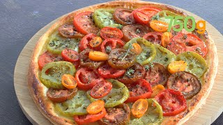 Recette de la tarte aux tomates multicolores et moutarde  750g [upl. by Attirehs]