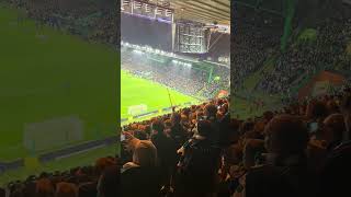 Celtic v RB Leipzig  Supporter on crutches dancing at Celtic Park [upl. by Nahtnaoj]