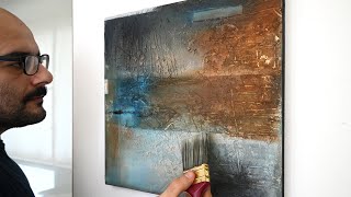 DIY Effekt Struktur Easy Abstract Painting Techniques for Beginners  Meditative  Mixed Media Art [upl. by Ahsilet979]