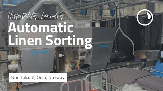 Automatic Hospitality Linen Sorting • Inwatec at Nor Tekstil in Oslo Norway [upl. by Orpah]