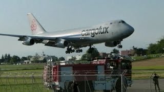 Cargolux Boeing 747 spectacular landing on an airfield in Dübendorf Switzerland [upl. by Nicole]