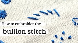 47 bullion stitch  hand embroidery stitch tutorial [upl. by Etnecniv]