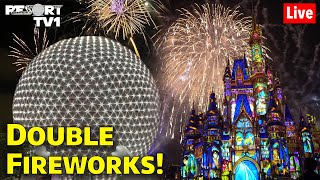 🔴Live Double Fireworks Park Hopping at Magic Kingdom amp Epcot  22424  Walt Disney World [upl. by Nivrehs]