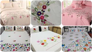 cotton designer embroidered bed sheet pure cotton hand embroidery bed sheet top class embroidery [upl. by Olrak]