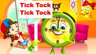 Tick Tock Tick Tock Merrily Sings The Clock Lyrical Video  English Nursery Rhymes Lyrics For Kids [upl. by Akemehc]