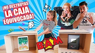 ¡NO DESTRUYAS LA CAJA INCORRECTA en FAMILIA 😱📦¡ROMPE su IPAD RETO EXTREMO  Familia Carameluchi [upl. by Enylodnewg]