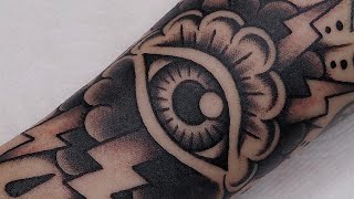 FREE HAND👁️⚡⚡OLDSCHOOL  TATTOO TIMELAPSE [upl. by Jayne]