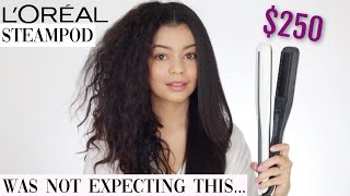 TESTING THE LOREAL STEAMPOD FLAT IRON ON CURLY HAIR  HONEST REVIEW [upl. by Sidonnie776]