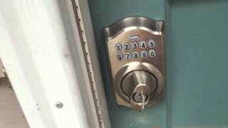 How to Unlock a Schlage Electronic Keypad BE365 Deadbolt Using a Key [upl. by Acemaj]