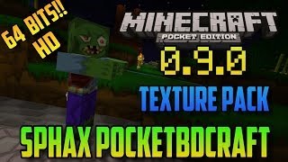 SPHAX POCKETBDCRAFT HD  TEXTURE PACK  MINECRAFT PE 090 [upl. by Eagle517]