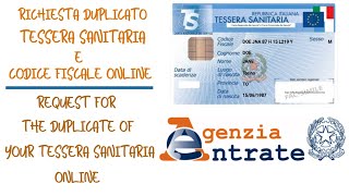 RICHIESTA DUPLICATO TESSERA SANITARIA E CODICE FISCALE  HEALTH CARD AND TAX CODE DUPLICATE ONLINE [upl. by Asoj]