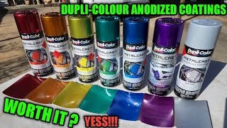 Duplicolour Metalcast Anodized Coating paints sprayed out and reviewed AWESOME 👏 COLOURS 👏 [upl. by Valerle]