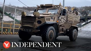 Military vehicles loaded onto ship as Desert Rats deployed to Poland for military exercise [upl. by Dihaz]