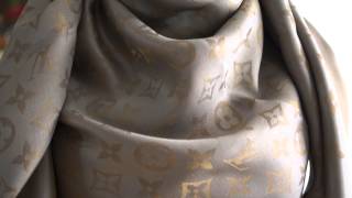 Authentic Louis Vuitton LV Monogram Shine Scarf Shawl Review Unboxing Beige Buy [upl. by Yerga]