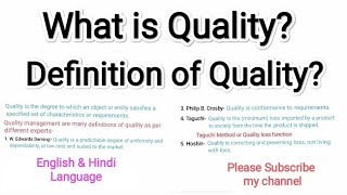 quality  Definition of quality  Deming Juran Crosby Taguchi and Hoshin definitions in mba [upl. by Sibyls473]