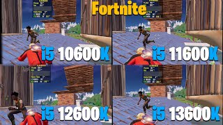 i5 10600K vs 11600K vs 12600K vs 13600K  Fortnite Performance Mode [upl. by Arednaxela]