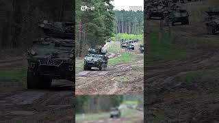 US Stryker Vehicles Convoy Supports Saber Strike 24 in Poland [upl. by Jackquelin]