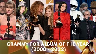 GRAMMY FOR ALBUM OF THE YEAR WINNERS AND NOMINEES FROM 2008 TO 2022 [upl. by Atoked]