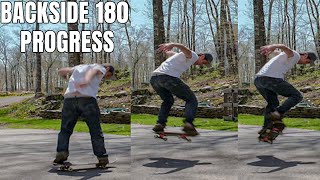 Skateboarding Journey Chasing Backside 180s and Ollie Improvement as a Beginner [upl. by Hgeilyak]